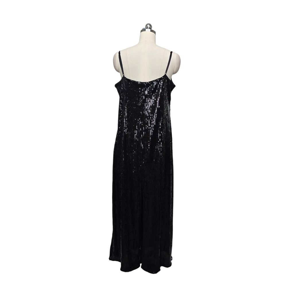 Hutch Womens Black Sequin Spaghetti Strap Square Neck Maxi Column Dress Size XL - Picture 3 of 8